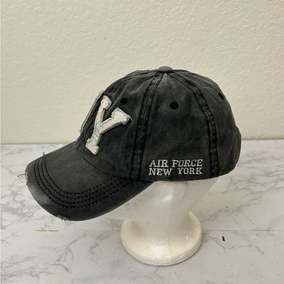 Air Force New York Distressed Strapback Hat Men’s Gray Stonewashed Cap​​ - Picture 3 of 6